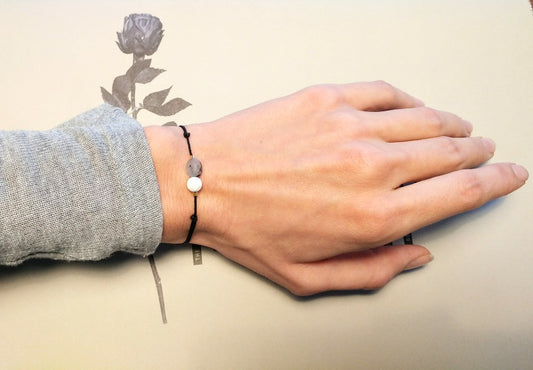 Turmalinquarz und Lava Aroma Armband schwarz weiß