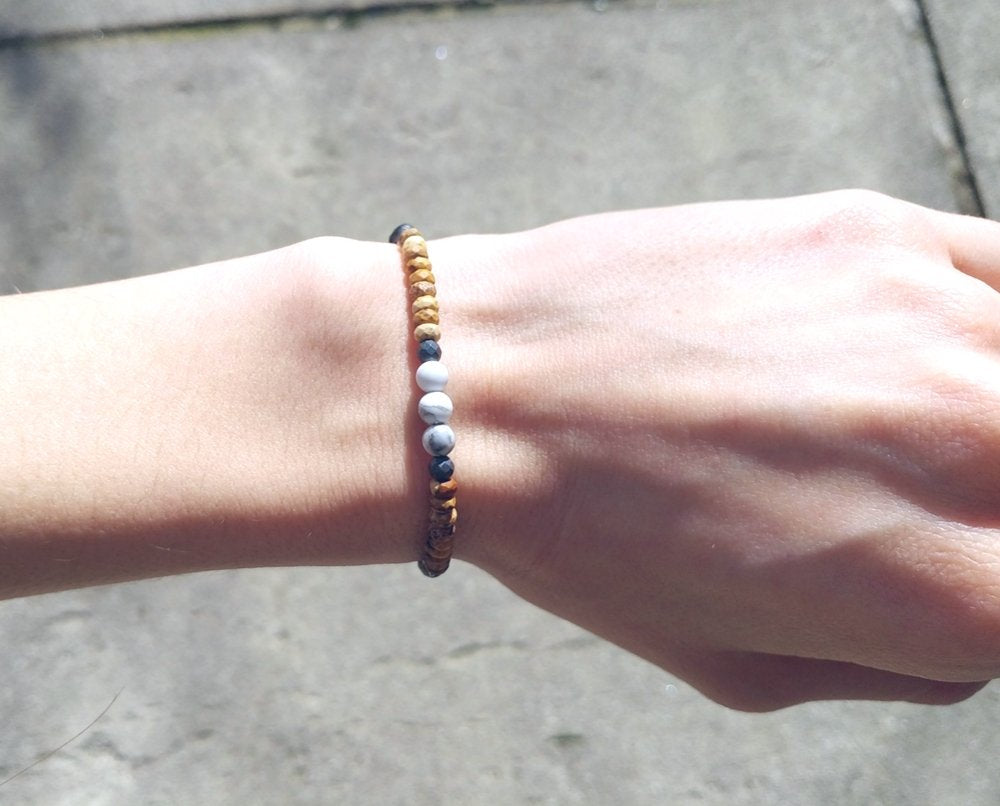 Edelsteinarmband Jaspis Achat Hämatit Howlith