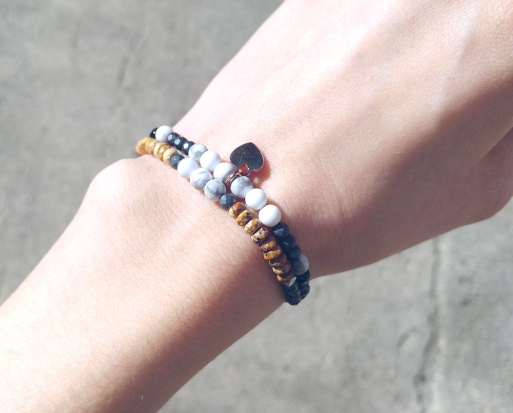 Edelsteinarmband Jaspis Achat Hämatit Howlith