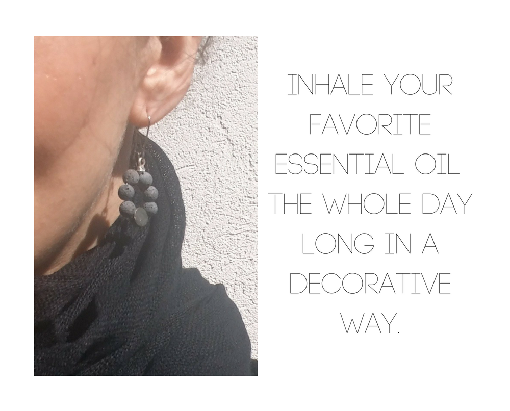 Lava Diffuser Earrings with Pyrite for Essential Oils