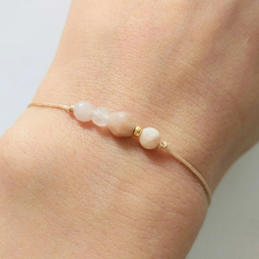 Armband Sonnenstein & Rosenquarz in beige rosa gold