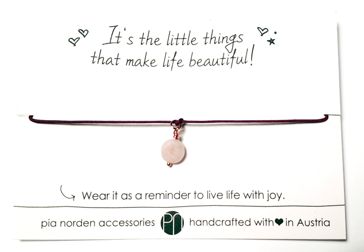 Einfaches Armband bordeauxrot | rosa Stein | pia norden