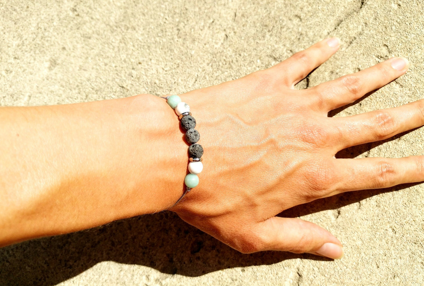 Lava & Amazonit Armband