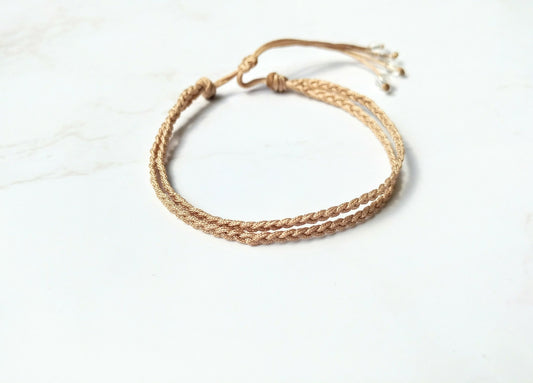 Geflochtenes Armband mit Bergkristall - doppelreihig