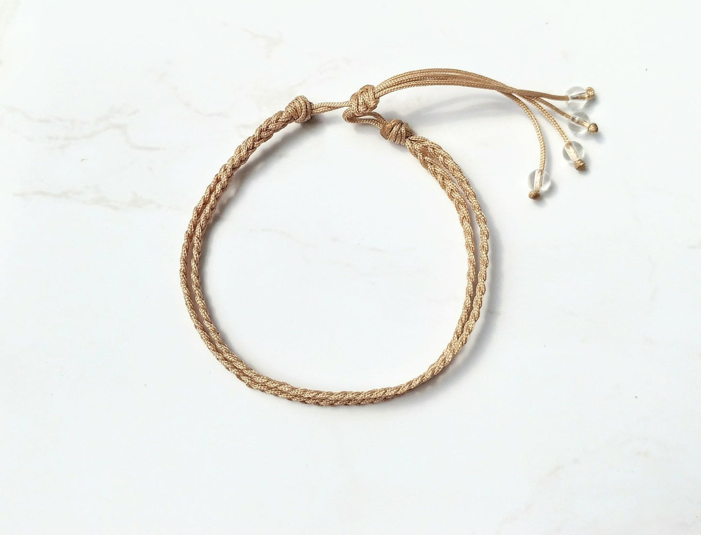 Geflochtenes Armband mit Bergkristall - doppelreihig