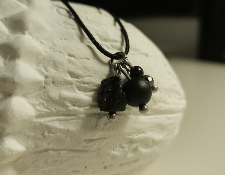 Halskette Onyx & Schwarzer Turmalin | Halsband schwarz silber