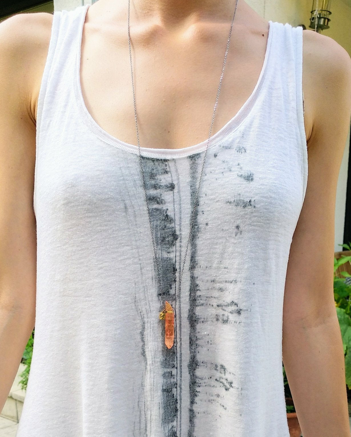 Rock crystal necklace | pink orange | silver gold | pia norden