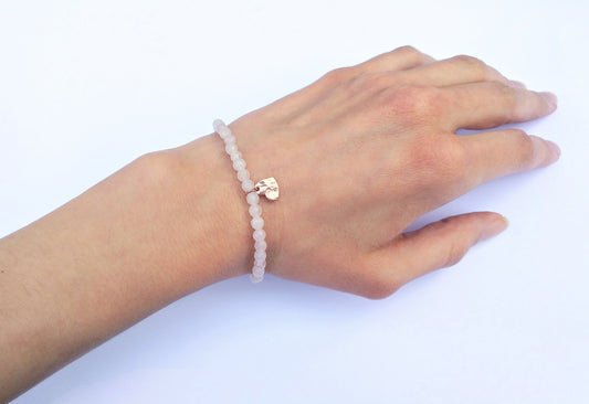 Herz Armband Rosenquarz Sterlingsilber rosévergoldet