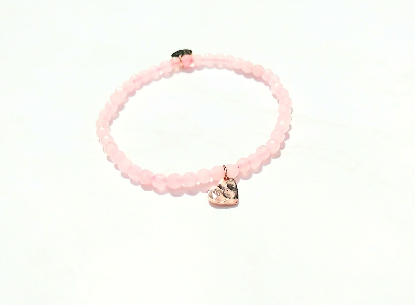 Herz Armband Rosenquarz Sterlingsilber rosévergoldet
