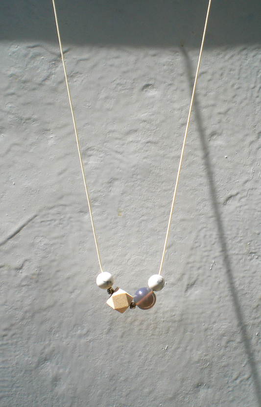 Halskette Achat grau und Holz natur | pia norden