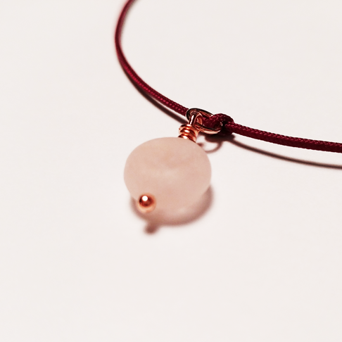 Einfaches Armband bordeauxrot | rosa Stein | pia norden
