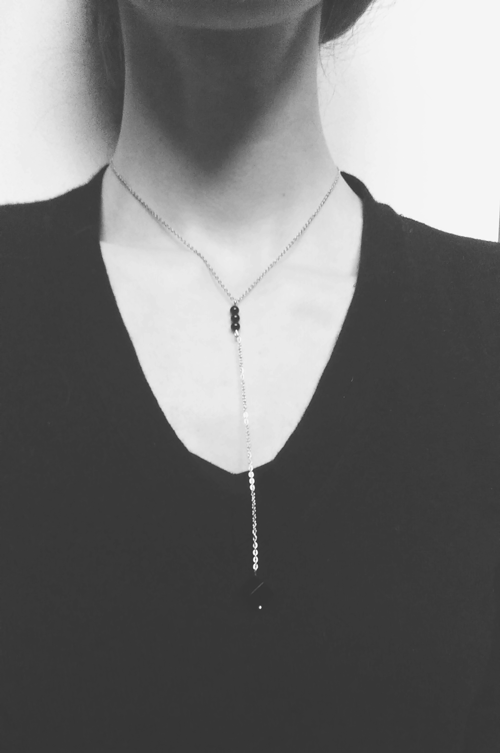 Y Halskette schwarz | Onyx Edelstahl