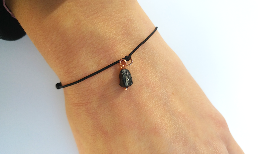 Zartes Schwarzer Turmalin Armband mit Roségold