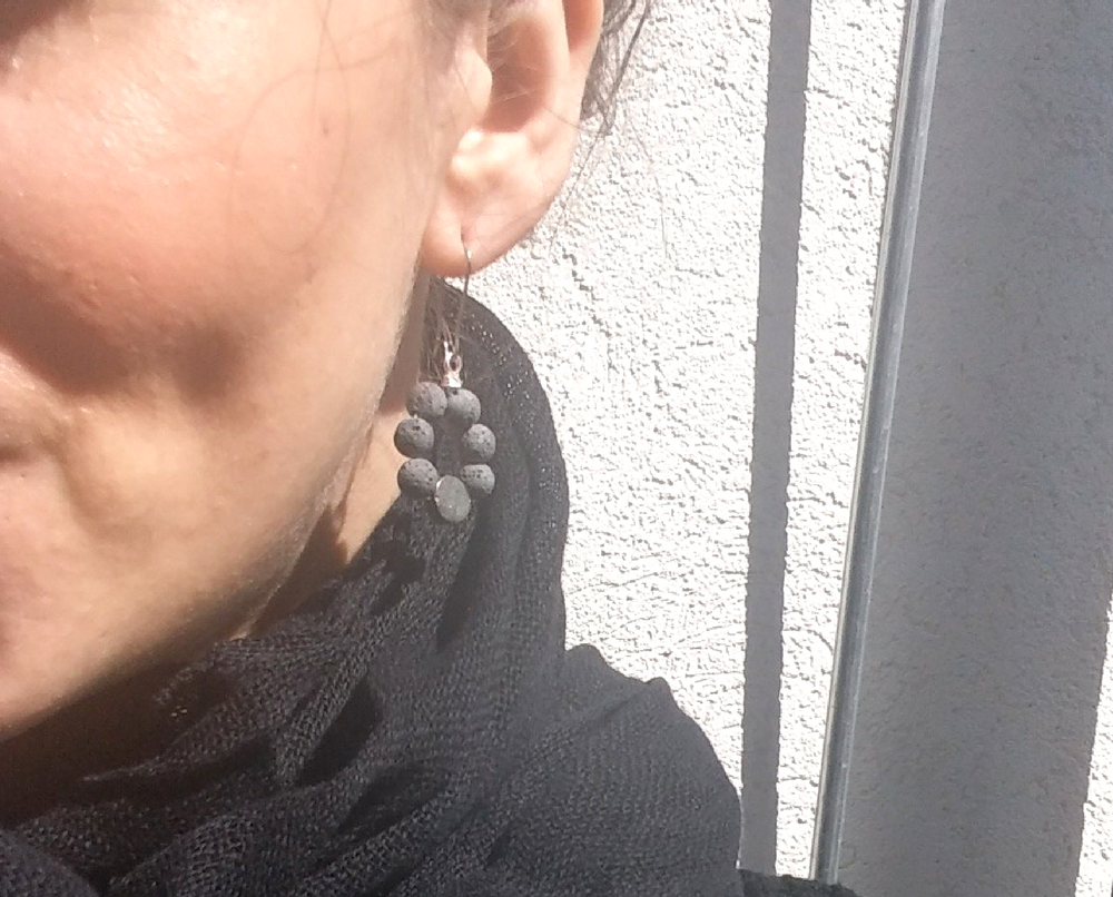 Lava Diffuser Earrings with Pyrite for Essential Oils