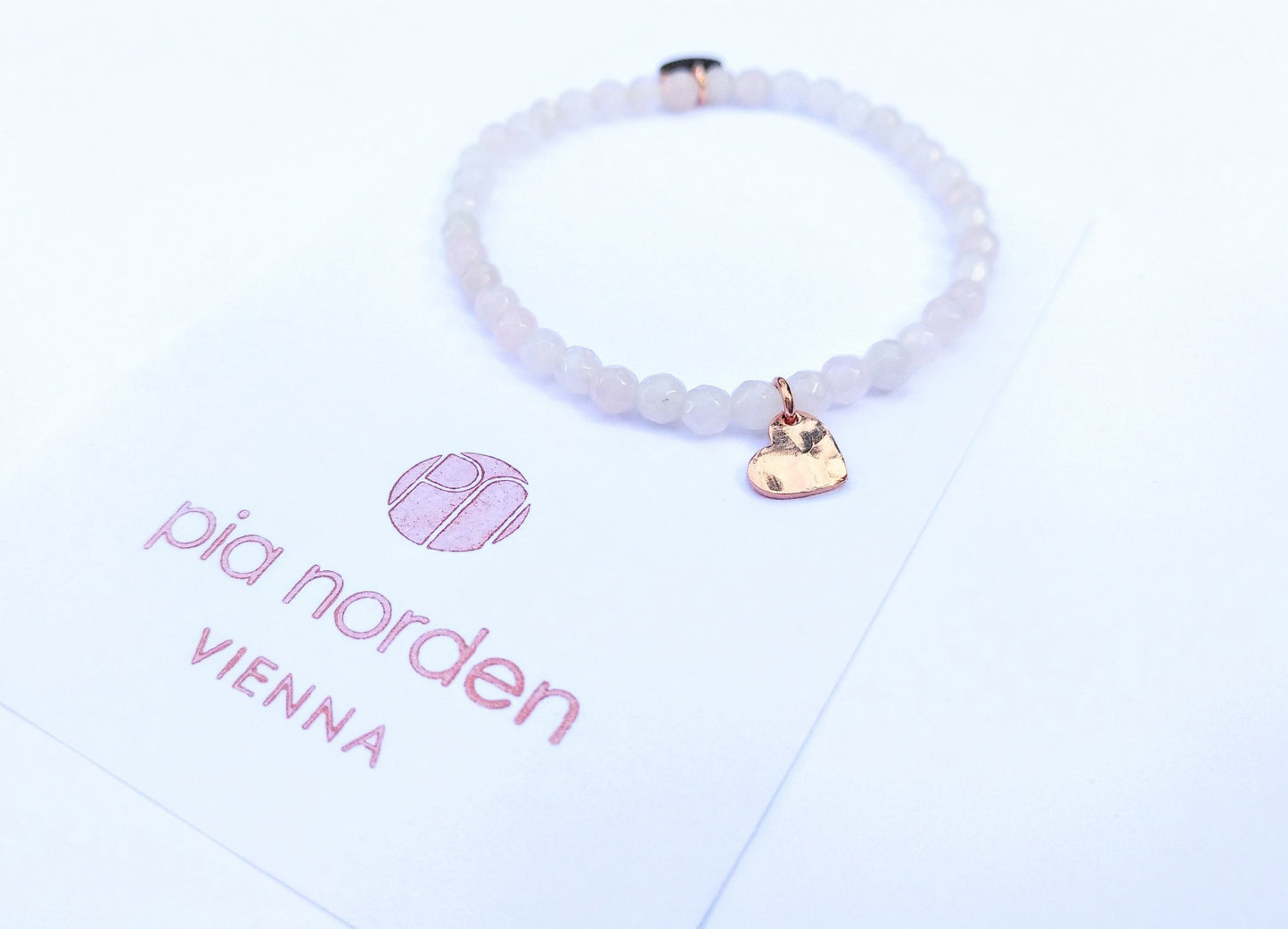 Herz Armband Rosenquarz Sterlingsilber rosévergoldet