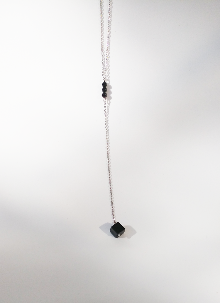 Y Halskette schwarz | Onyx Edelstahl