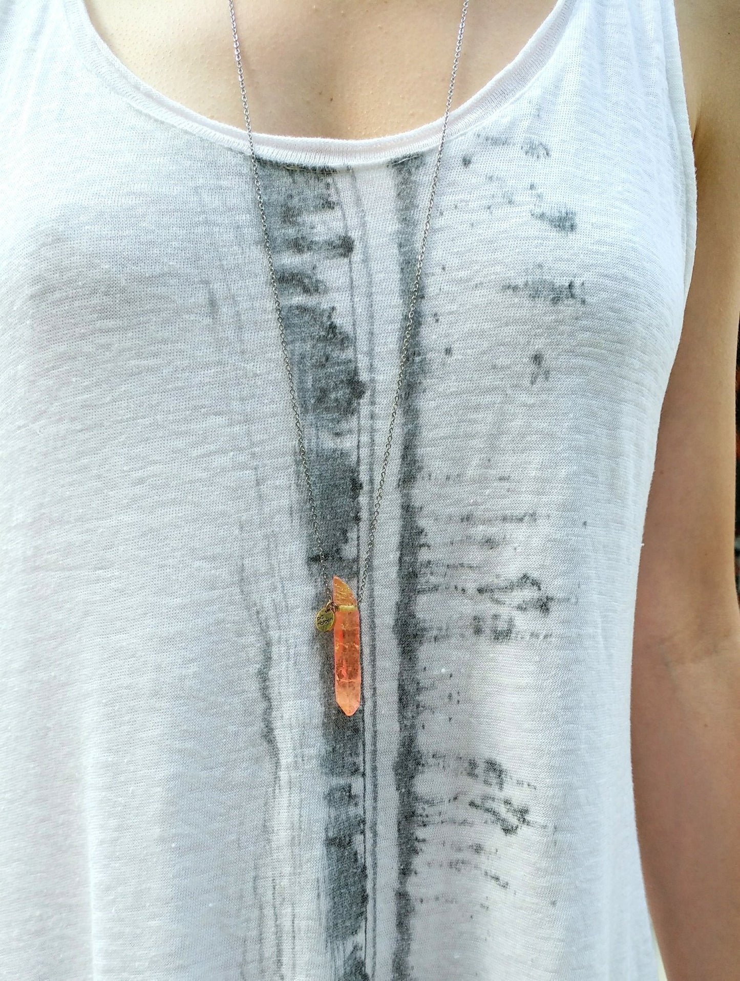 Rock crystal necklace | pink orange | silver gold | pia norden