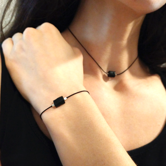 Schwarzer Turmalin Armband mit Sterling Silber | pia norden