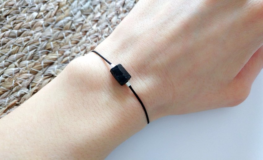 Schwarzer Turmalin Armband mit Sterling Silber | pia norden