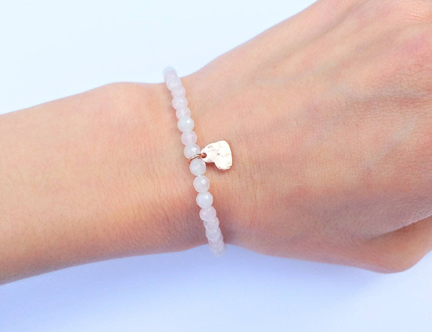 Herz Armband Rosenquarz Sterlingsilber rosévergoldet