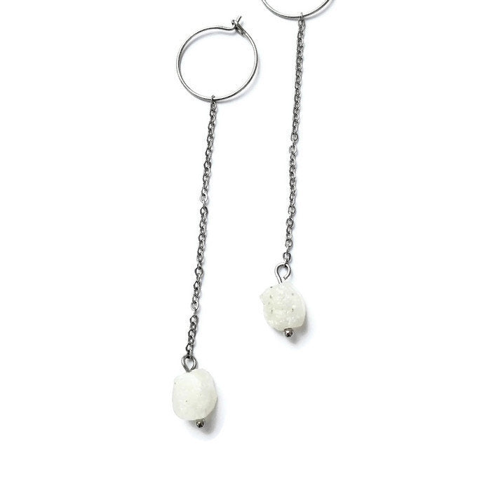 Roher Labradorit Ohrringe silber - Edelstahl Kette | Mondstein