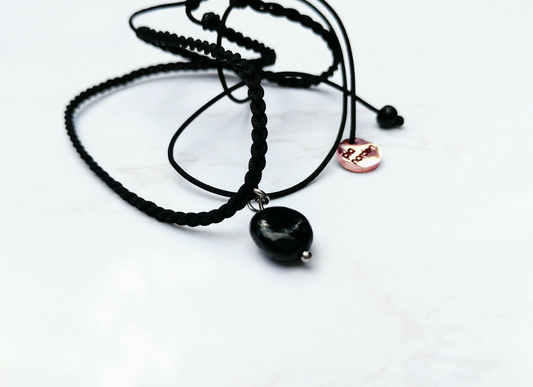 Schwarzer Turmalin Choker Halsband | Halskette geflochten