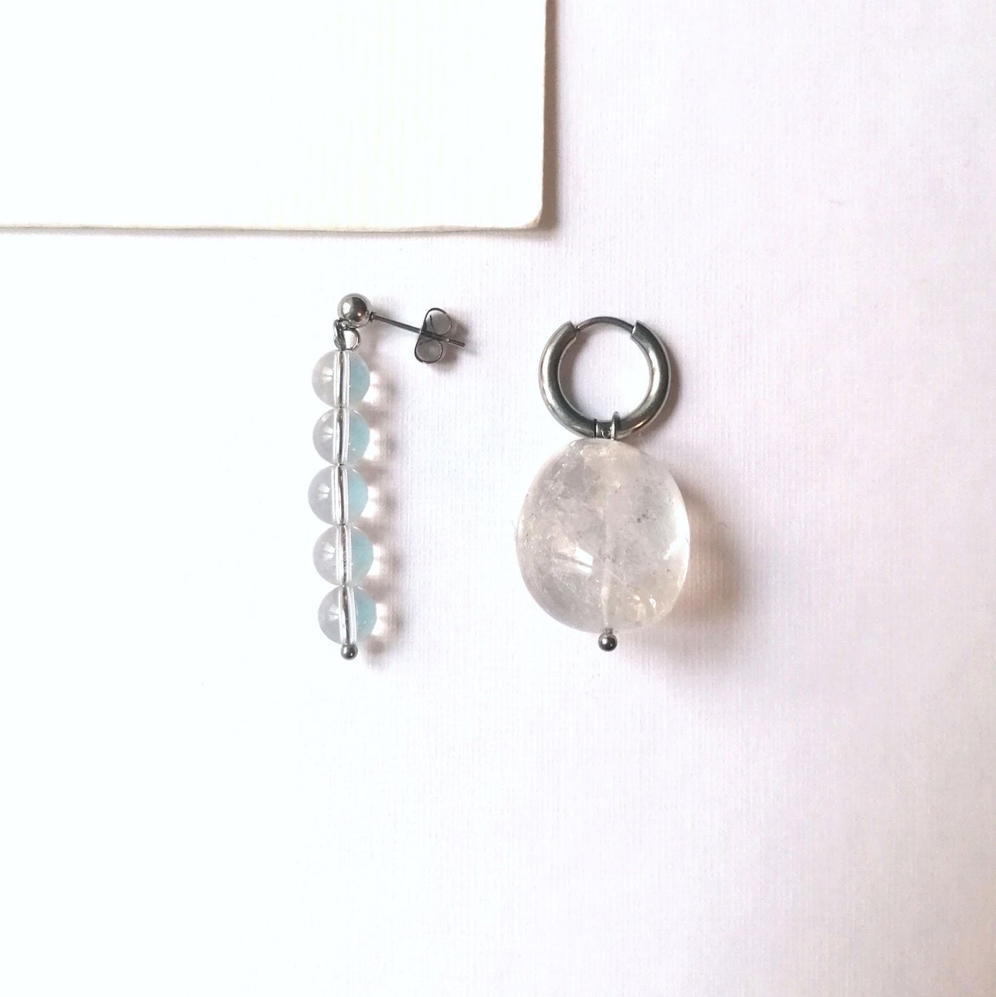 Stein Ohrringe mix & match | Bergkristall Edelstahl | pia norden