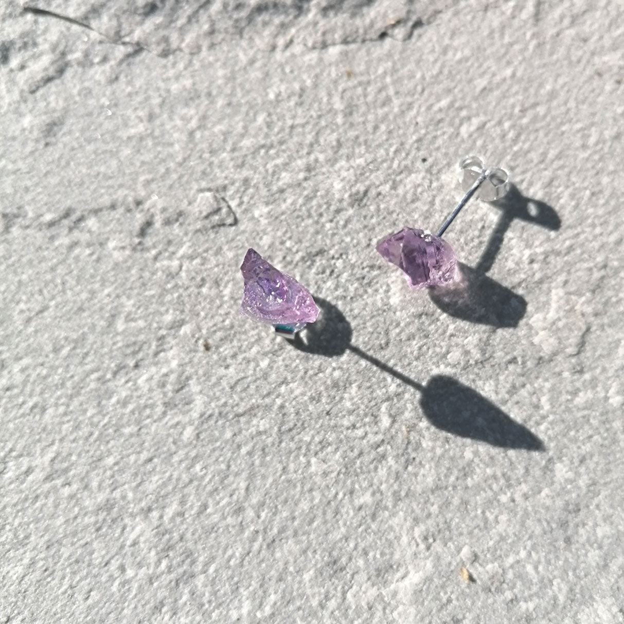 Amethyst Stud Earrings | Sterling Silver