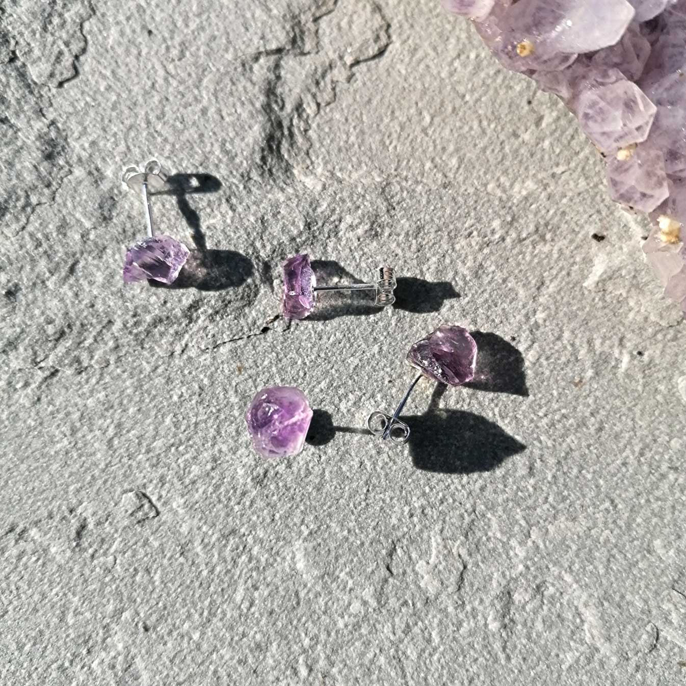 Amethyst Stud Earrings | Sterling Silver