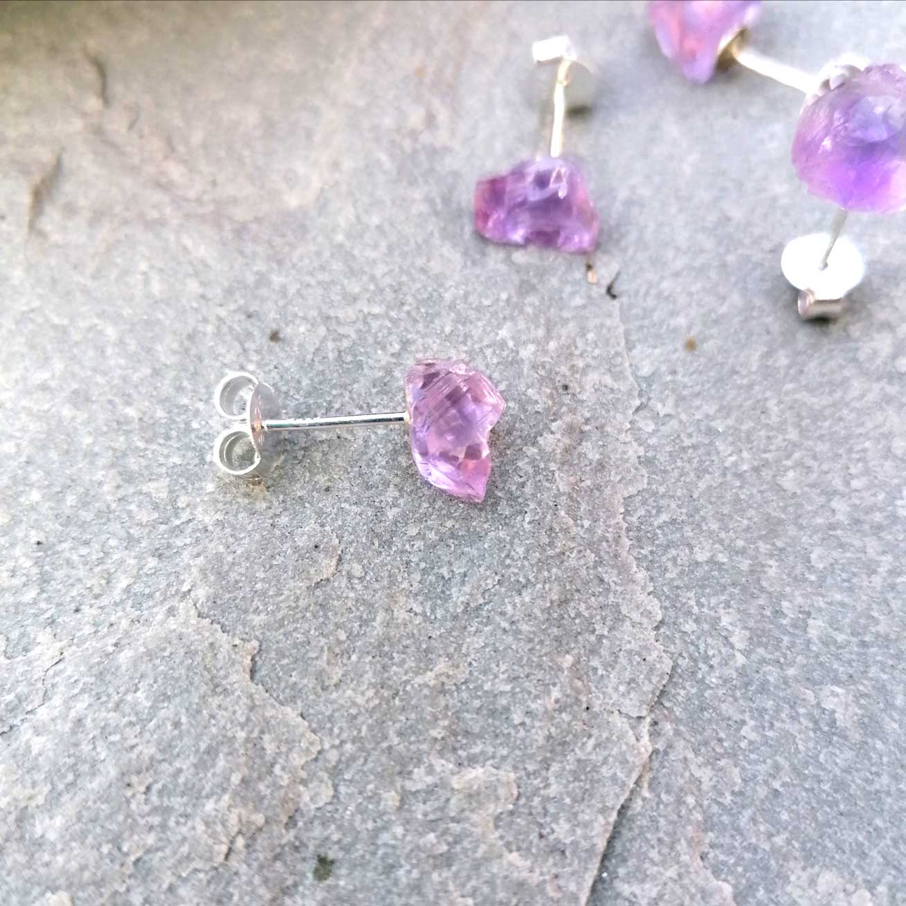 Amethyst Stud Earrings | Sterling Silver