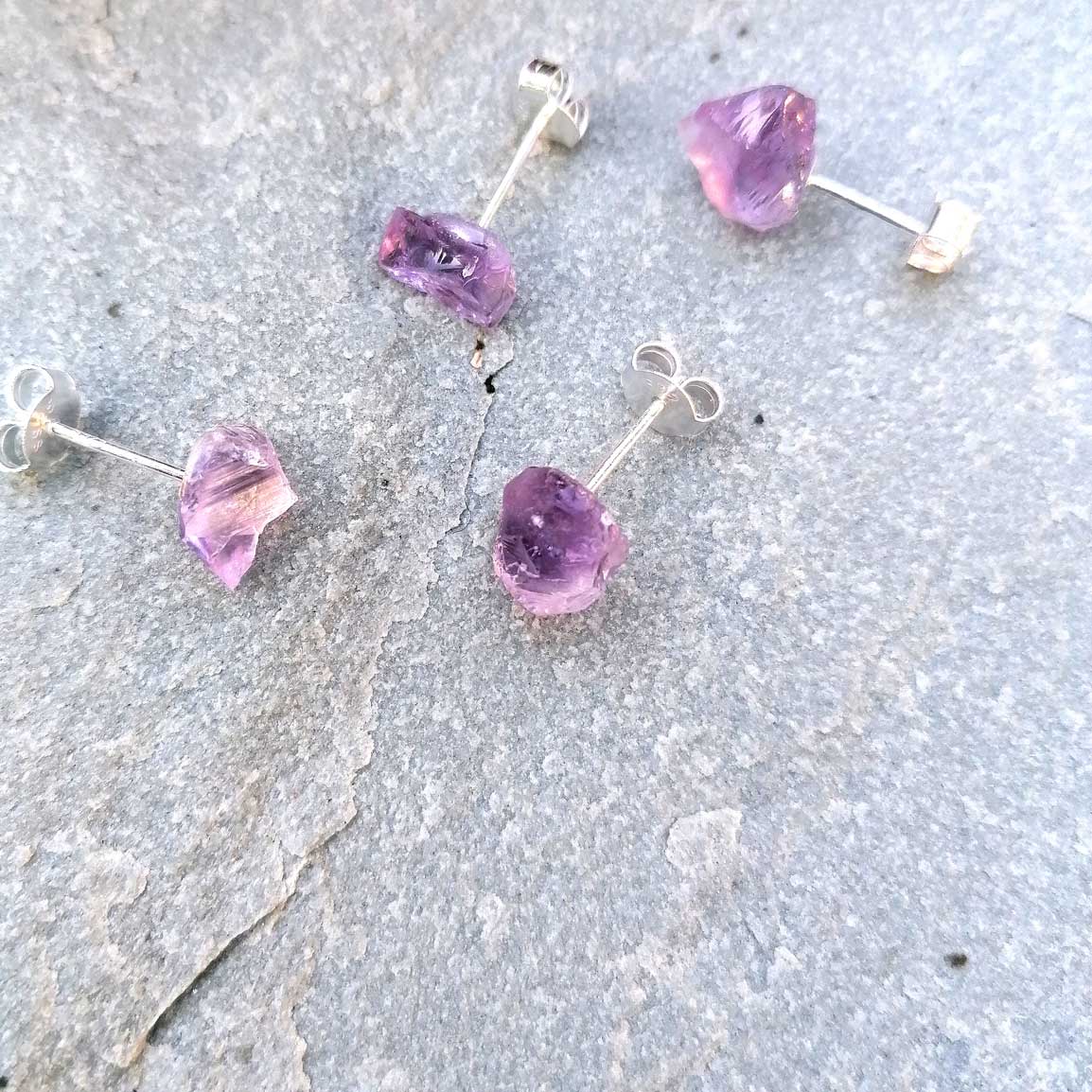 Amethyst Stud Earrings | Sterling Silver