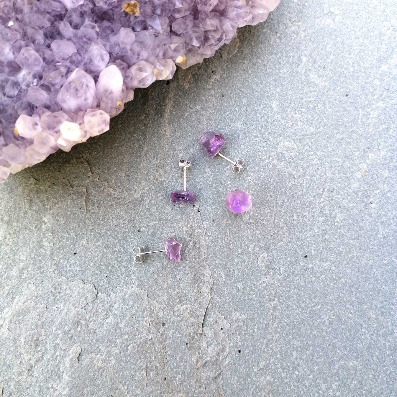 Amethyst Stud Earrings | Sterling Silver