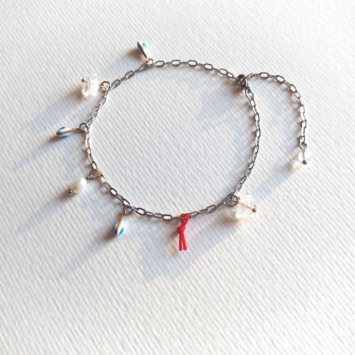 Fußkette Rivabella silber | Perle & Bergkristall | Anklet