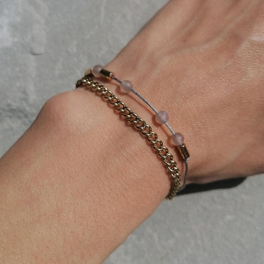 Dezentes Achat Armband grau & gold | pia norden