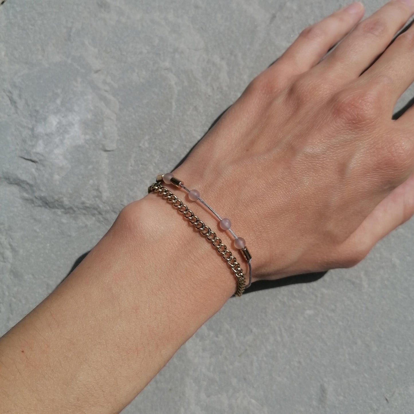 Dezentes Achat Armband grau & gold | pia norden