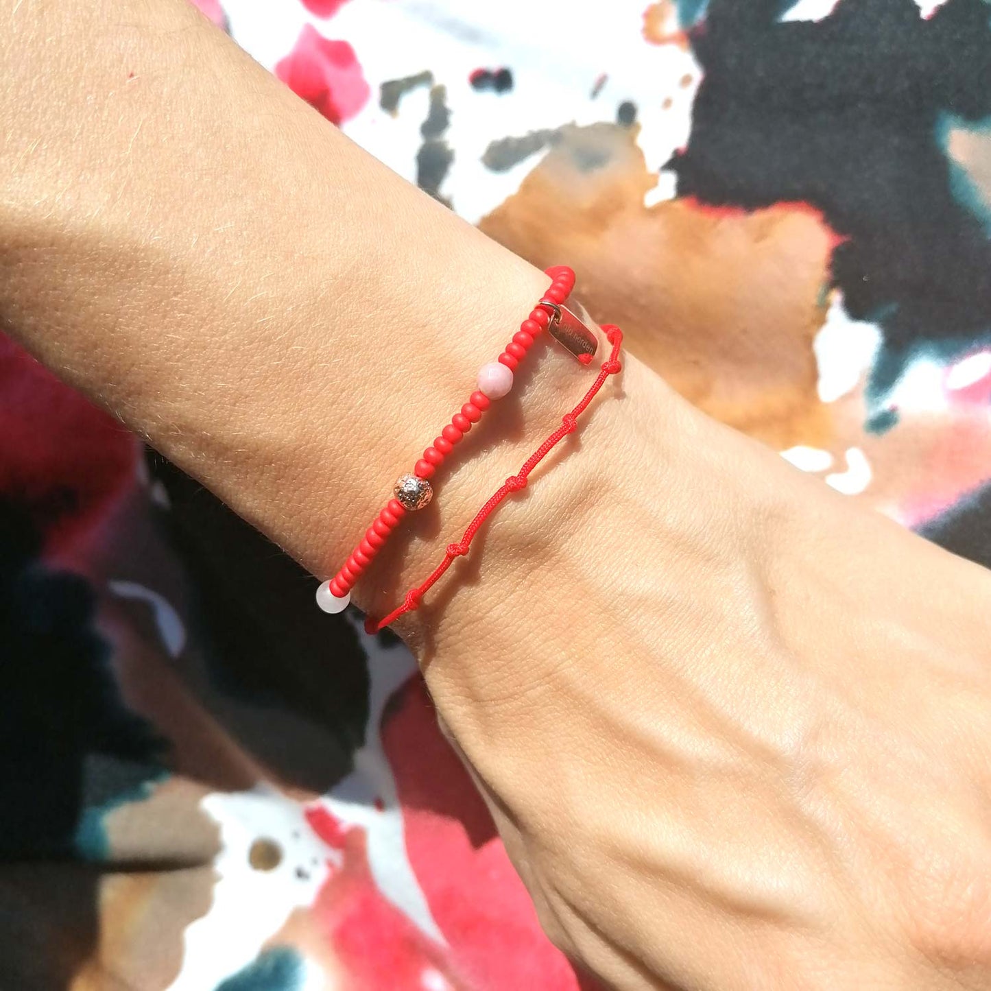 Armband rot rosa roségold | Rosenquarz Rhodochrosit | pia norden