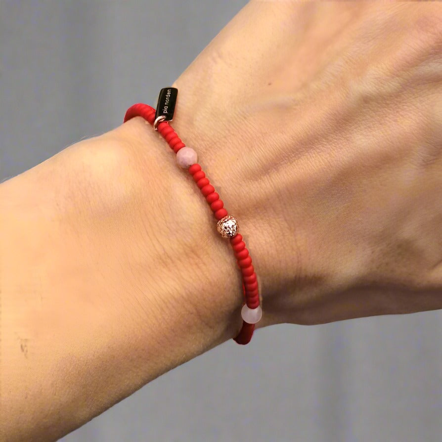 Armband rot rosa roségold | Rosenquarz Rhodochrosit | pia norden