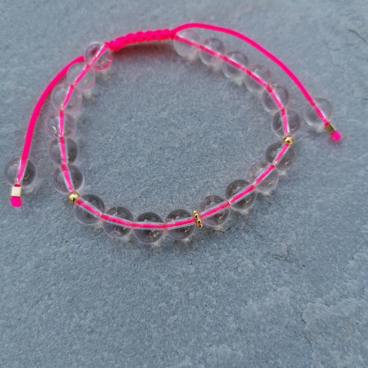 Armband Kugeln Neonpink | Bergkristall | 925er Silber vergoldet | pia norden