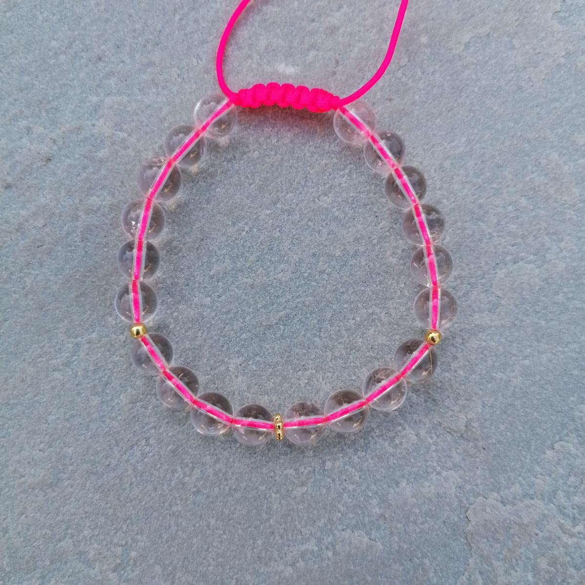 Armband Kugeln Neonpink | Bergkristall | 925er Silber vergoldet | pia norden