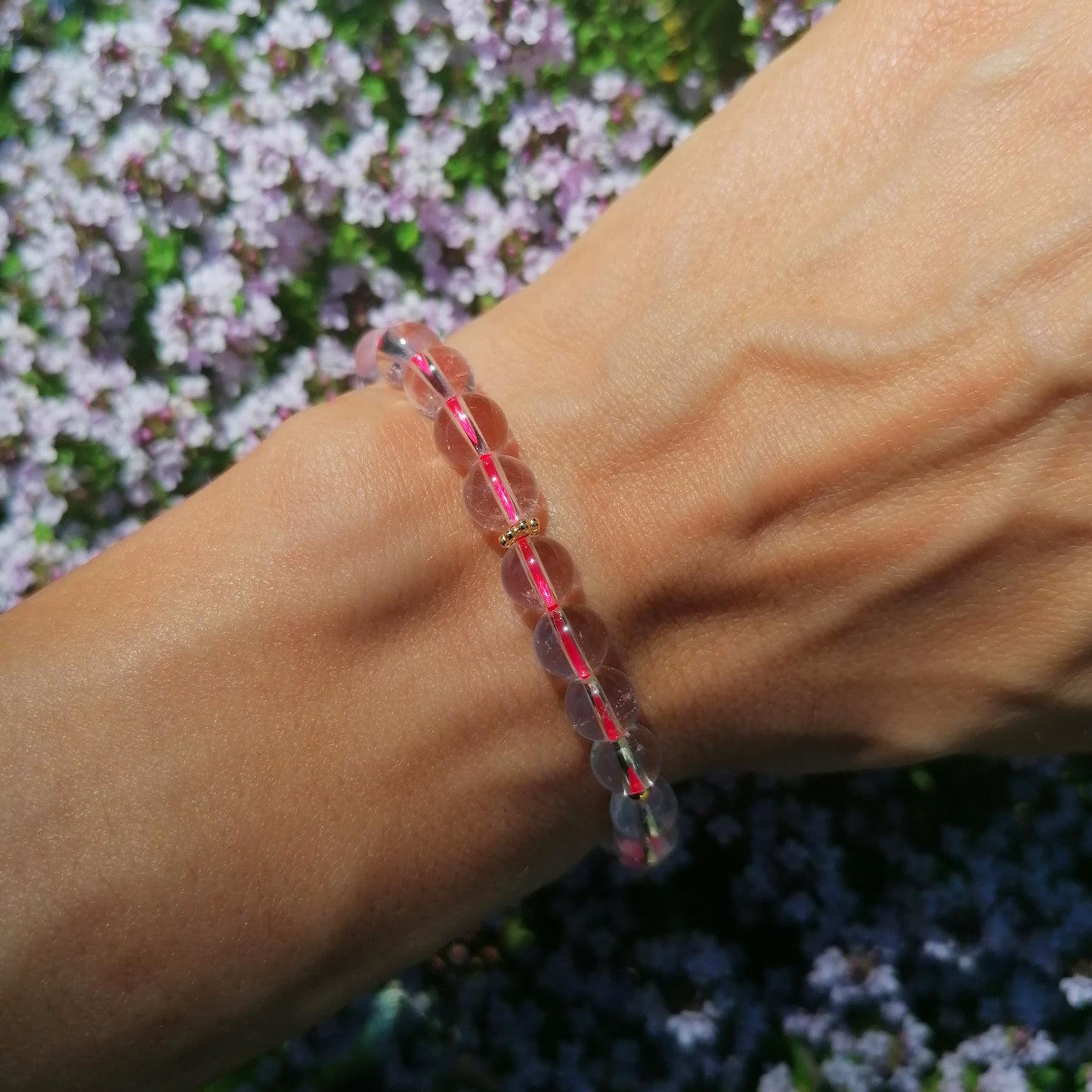 Armband Kugeln Neonpink | Bergkristall | 925er Silber vergoldet | pia norden