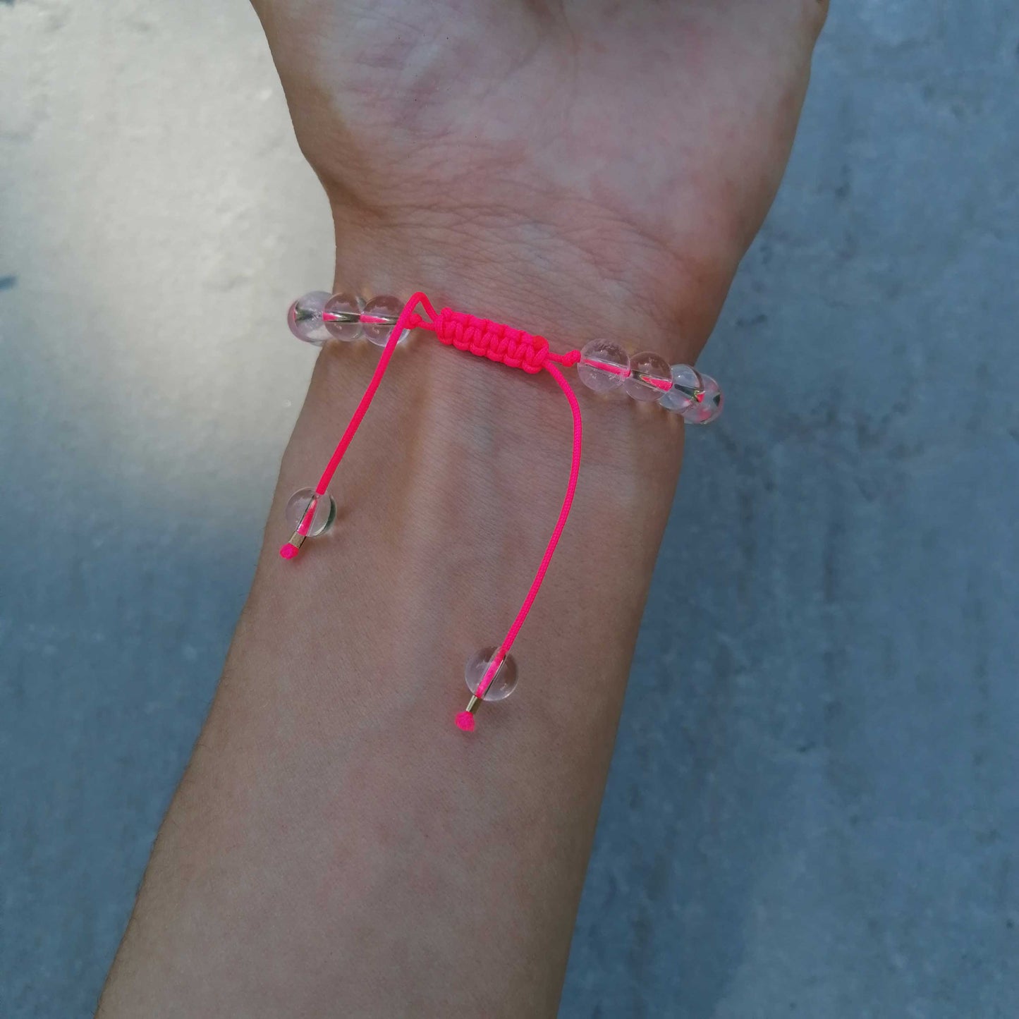 Armband Kugeln Neonpink | Bergkristall | 925er Silber vergoldet | pia norden