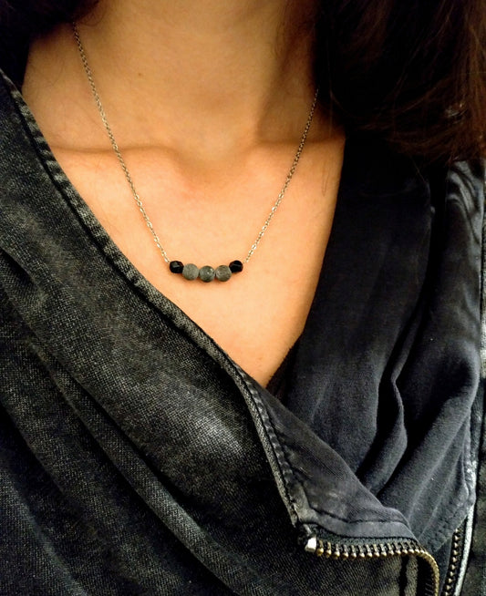 Diffuser Kette schwarz silber Edelstahl