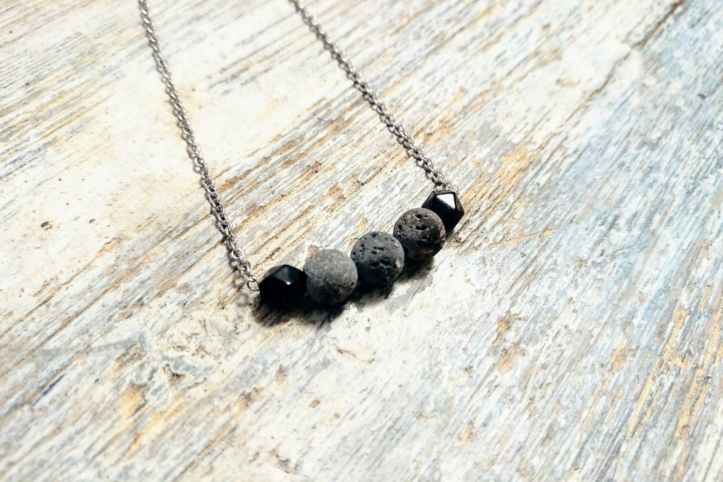 Diffuser Kette schwarz silber Edelstahl