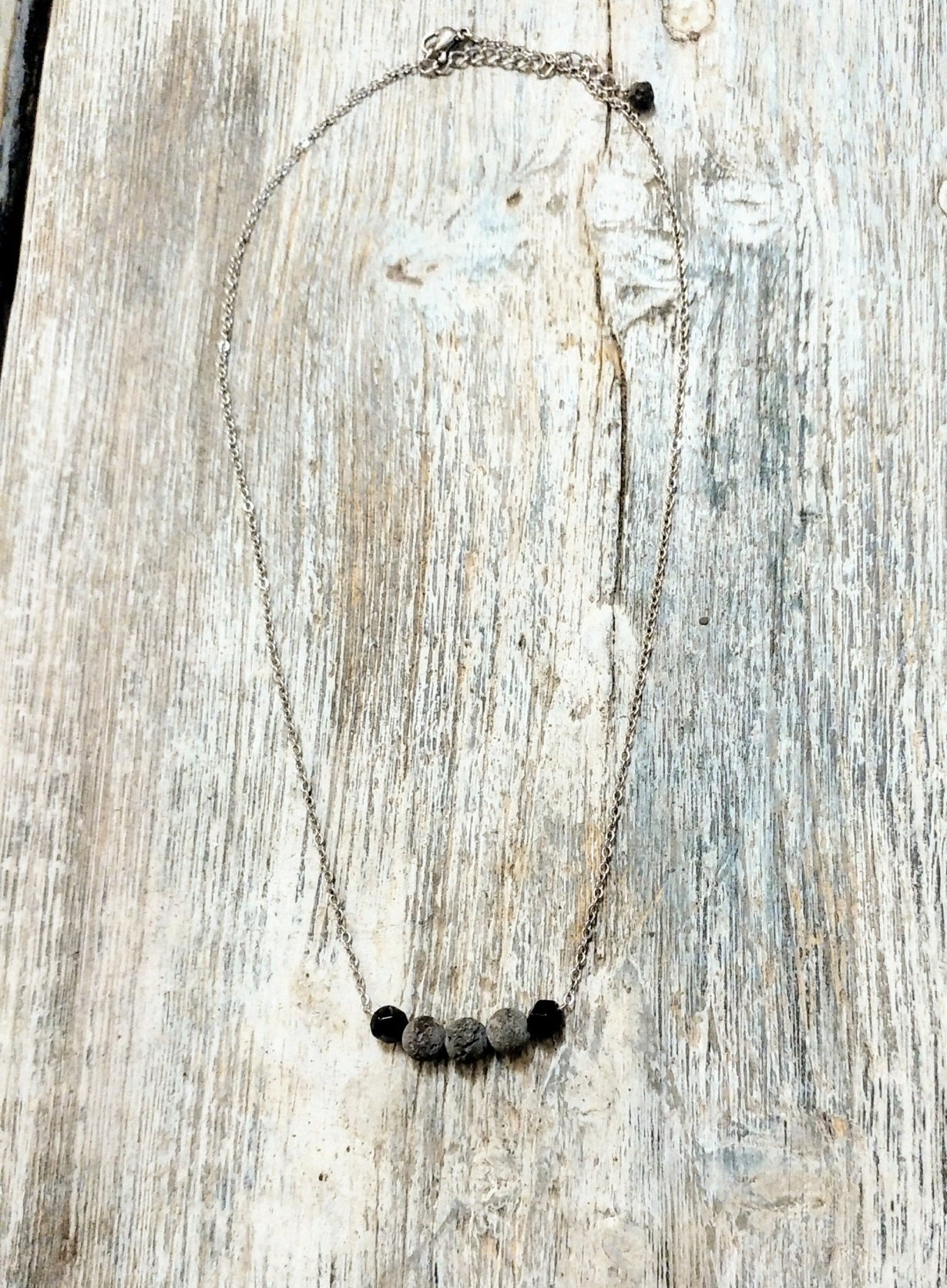 Diffuser Kette schwarz silber Edelstahl