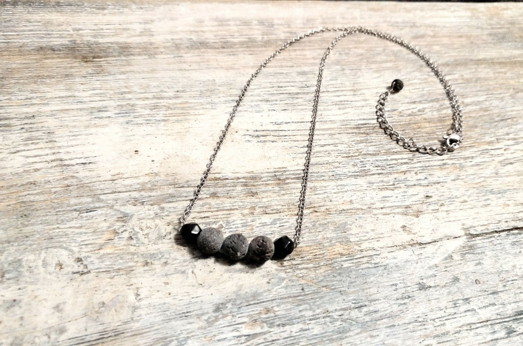 Diffuser Kette schwarz silber Edelstahl