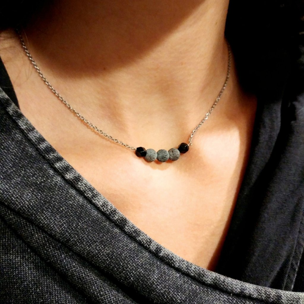 Diffuser Kette schwarz silber Edelstahl