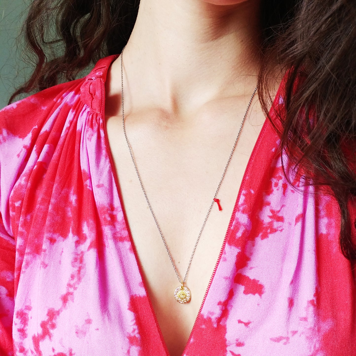 Halskette Evil Eye Münze gold | Kette silber