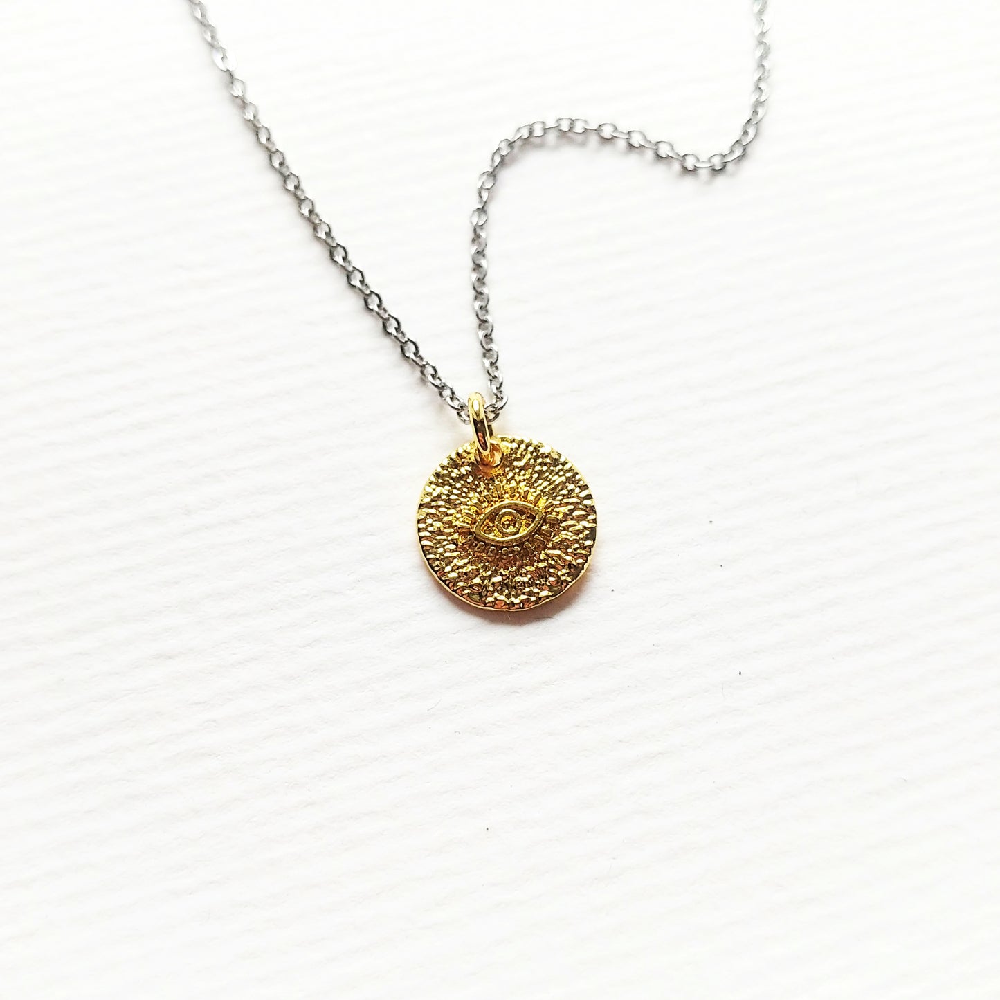 Halskette Evil Eye Münze gold | Kette silber