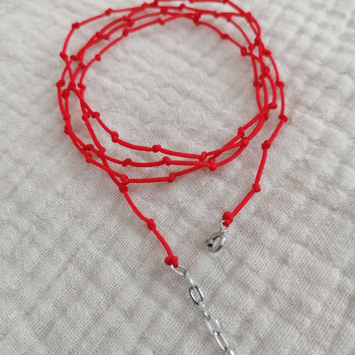 Kette mit Knoten rot silber gold | austauschbarer Anhänger Perle | pia norden