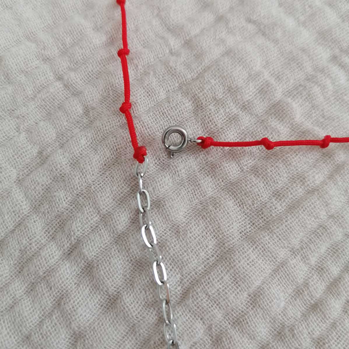 Kette mit Knoten rot silber gold | austauschbarer Anhänger Perle | pia norden